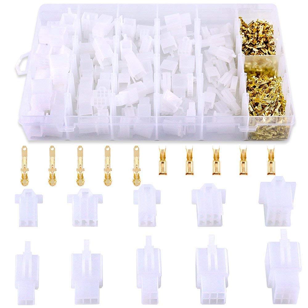  [AUSTRALIA] - 580Pcs 2.8mm Pitch 2 3 4 6 9 Pin Wire Connectors Housing Terminal, Male & Female Plug Housing and Pin Header Crimp Wire Terminals Connector Assortment Kit for Motorcycle, Bike, Car, Boats