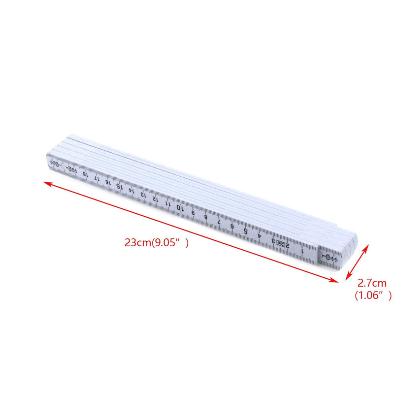  [AUSTRALIA] - Quluxe Folding Ruler Measuring Stick (6.56 Foot Foldable Design), Centimeter (CM), Slide Fold Up Design Perfect for Carpenters, Contractors- White 6.56 ft