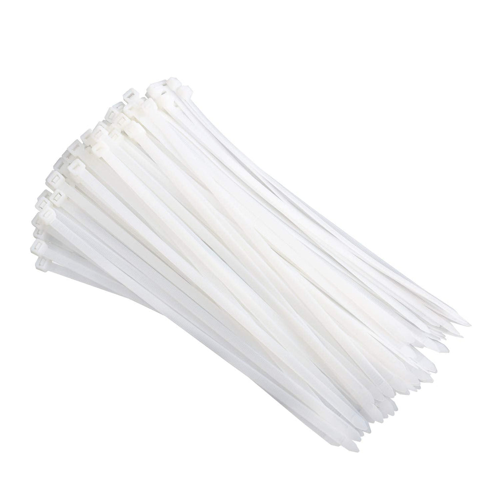  [AUSTRALIA] - Pasow Cable Zip Ties Heavy Duty Self-Locking Nylon Wire Ties for Cables, Pack of 100 (8 Inch, White) 8 Inch