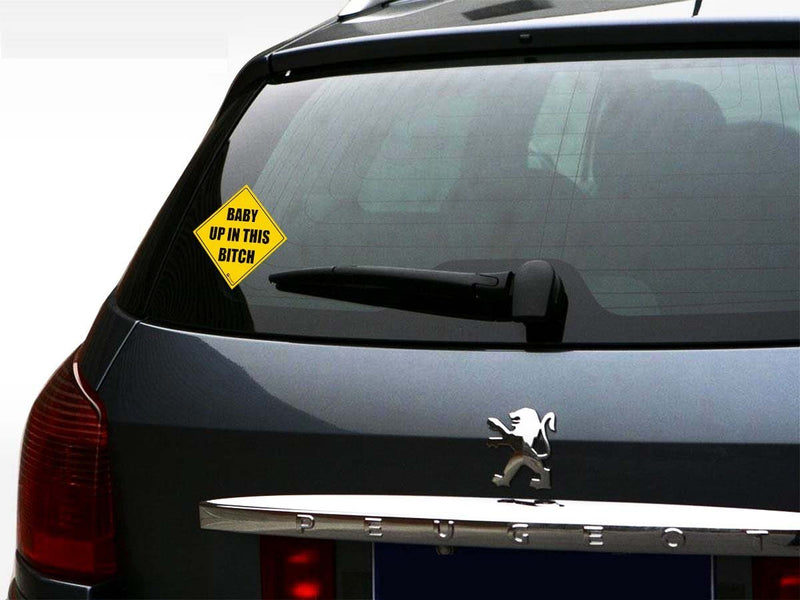  [AUSTRALIA] - Zone Tech "Baby Up in This Bitch Vehicle Safety Sticker - Premium Quality Convenient Reflective Baby Up On This Bitch Vehicle Safety Funny Sign Sticker