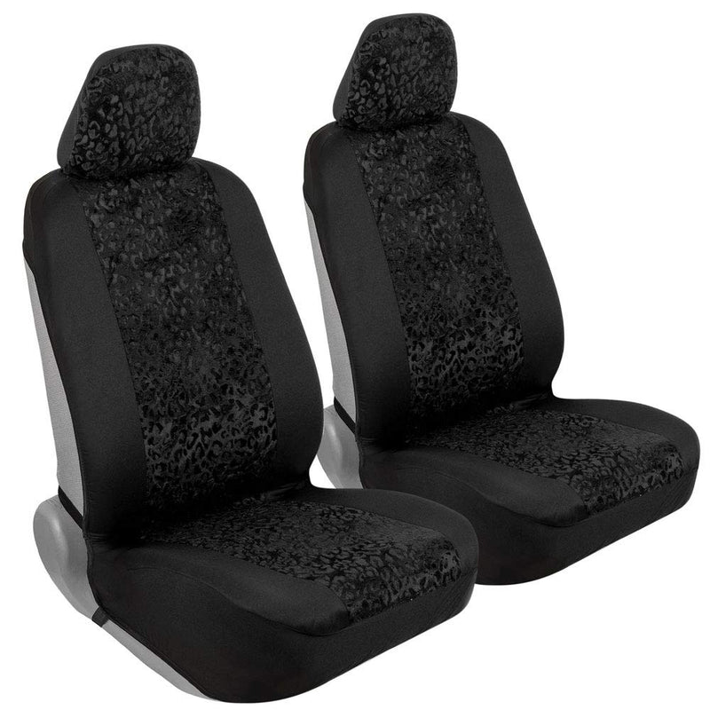  [AUSTRALIA] - Floral Theme Fresh-Protect Sideless All Protection Unique Fun Graphic Design Seat Belt Side Airbag Armrest Compatible Protective Universal Auto Cars Front Seat Covers -2 Piece (Lush Leopard) Lush Leopard