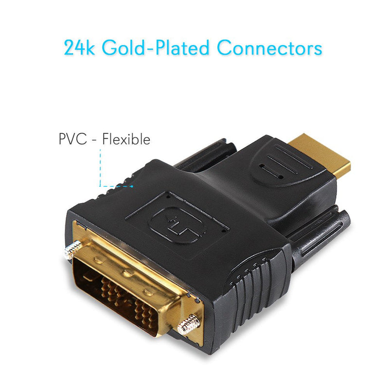  [AUSTRALIA] - Pyle Home HDMI to DVI Connector Adapter-DVI Male 18 Pin to HDMI Female 19 Pin 24K Gold-Plated Connectors,PVC Jacket,Hook Up Blu-ray Player,TV Box,Game Console to TV,Monitor,HDTV and Projector - PHMIDM