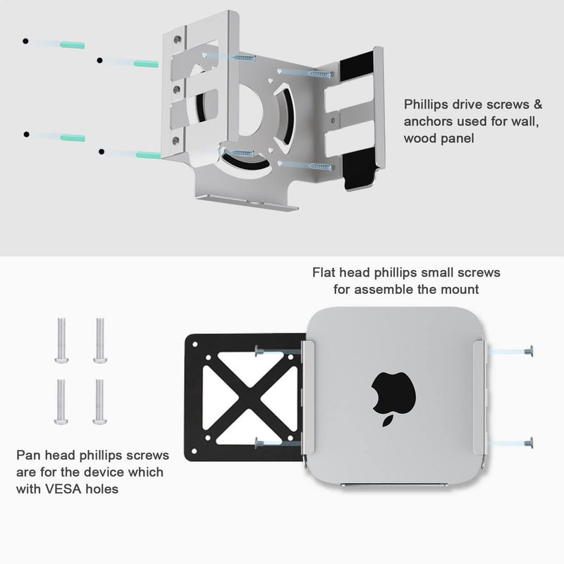  [AUSTRALIA] - Mac Studio Mount, IFCASE Heat Dissipation Design Anti-Scratch Aluminum Desktop, Under Desk, Wall Mount Stand for Mac Studio, Compatible with VESA Hole (Silver) Silver