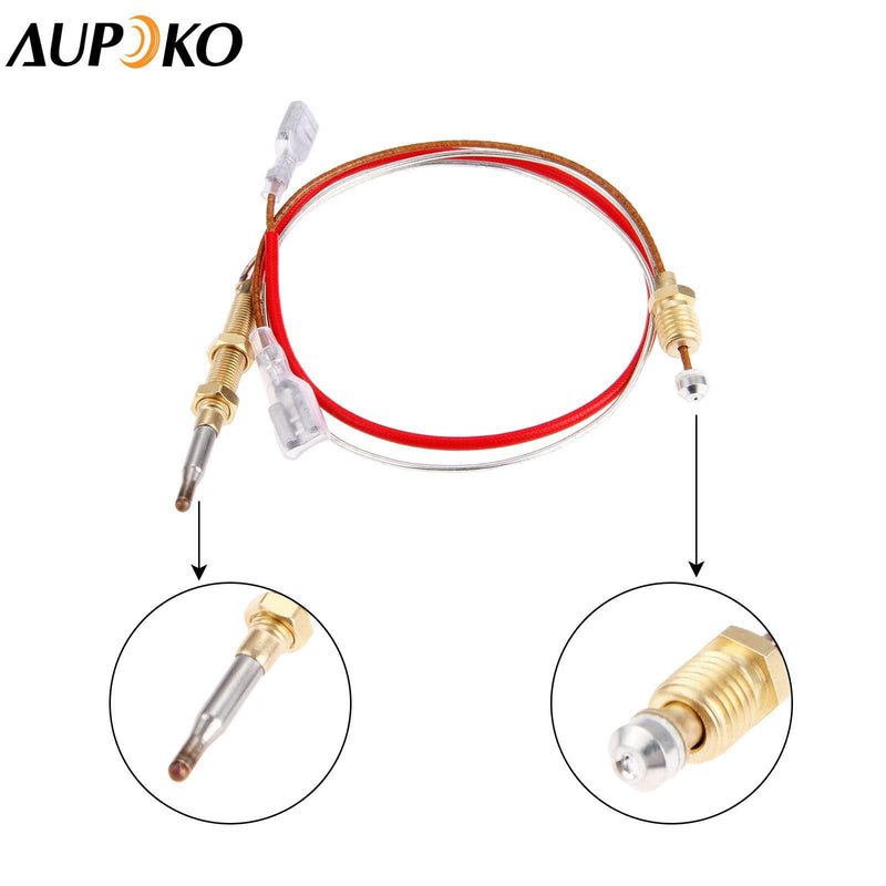  [AUSTRALIA] - Thermocouple for gas patio heater outdoor heating, Aupoko patio heater spare parts thermocouple for heating element, M6x75 thread with M8x1, M9x1 connection nuts 6.3 mm flat clamp, 410 mm