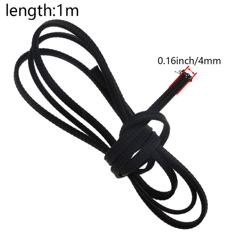  [AUSTRALIA] - Othmro PET Cable Wire Wrap Braided Expandable Sleeving Cable High Temperature Electrical Wire Sleeve 1mx4mm Black 1pcs