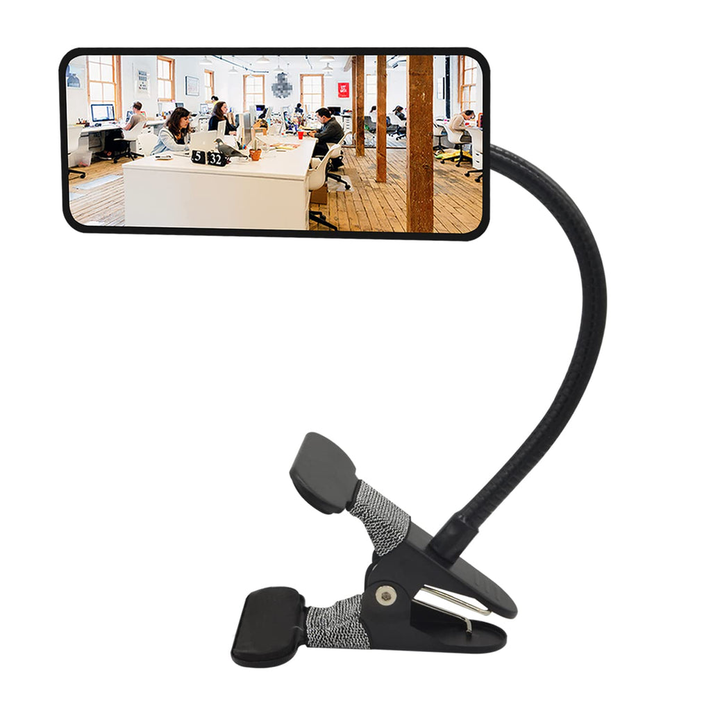  [AUSTRALIA] - Ampper Glass Clip On Security Mirror, Flexible Convex Cubicle Mirror for Personal Safety and Security Desk Rear View Monitors or Anywhere (6.69" x 2.95", Rectangle) Glass - With Frame