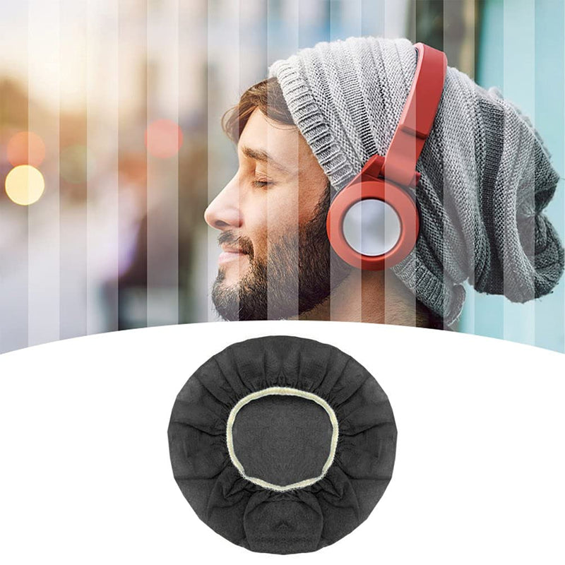  [AUSTRALIA] - Tvoip 100Pcs Black Non-Woven Sanitary Headphone Ear Cover, Disposable Super Stretch Covers Washable, for Most On Ear Headphones Earpads (11 cm/ 4.33 Inch)