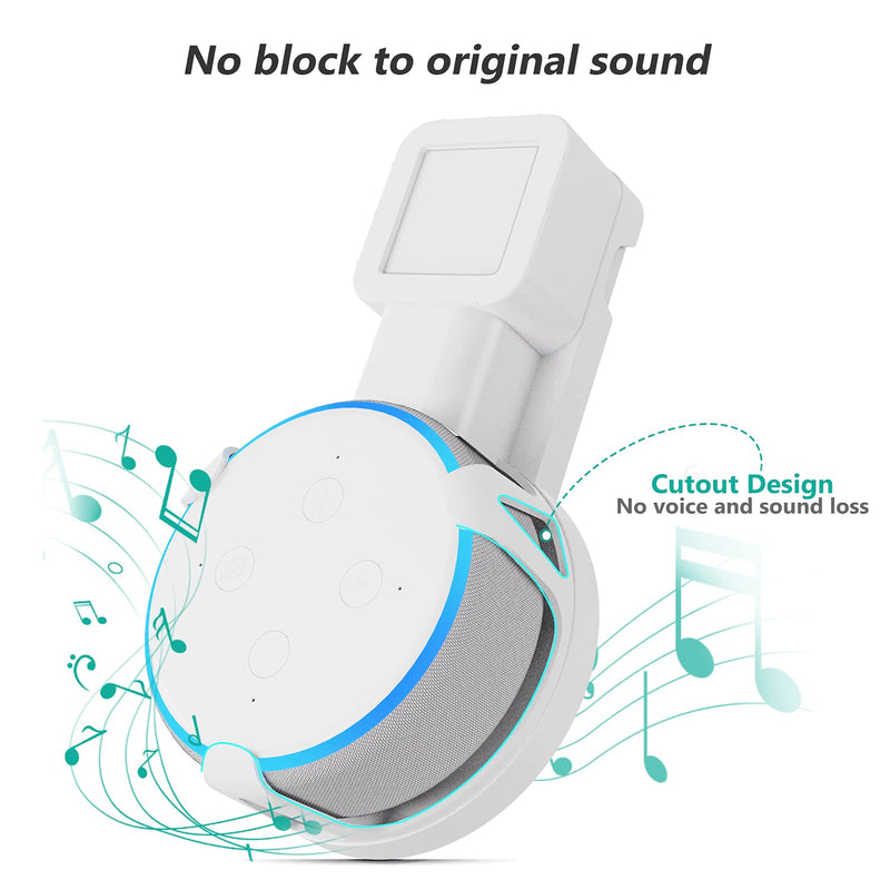  [AUSTRALIA] - WALI Outlet Wall Mount, Holder Stand for Echo Dot 3rd Gen, Smart Home Speakers Plug Mount for Alexa with Cable Management, (AMM002-W), 1 Pack, White