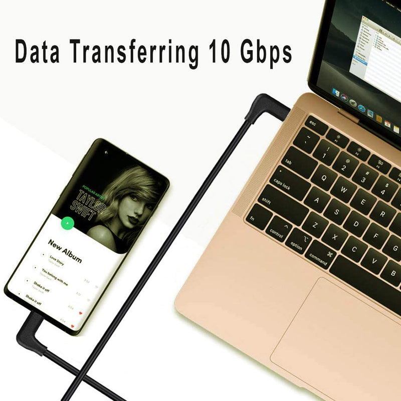 [AUSTRALIA] - QCEs USB C to USB C 3.1 Gen 2 Cable 10Ft, 90 Degree Type C Cable 100W PD Charging 10Gbps 4K Video Display Compatible with Oculus Quest, MacBook Pro/Air 2021 iPad Pro,Galaxy S21/Note 10,Pixel 3/4 XL