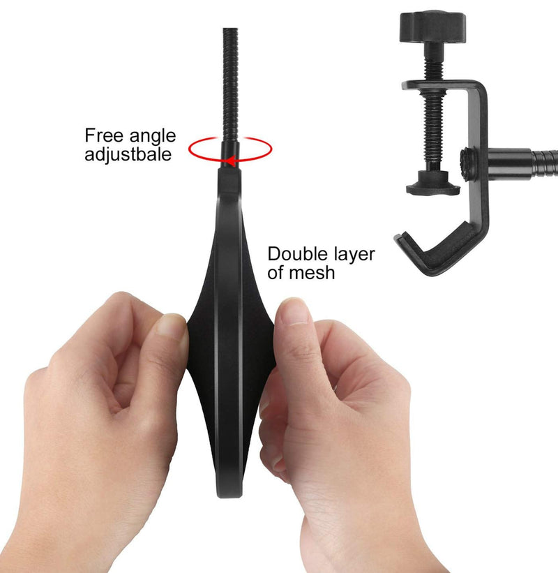  [AUSTRALIA] - Microphone Pop Filter For Blue Yeti and Any Other Microphone Dual Layered Wind Pop Screen With Flexible 360° Gooseneck Clip Stabilizing Arm By Earamble