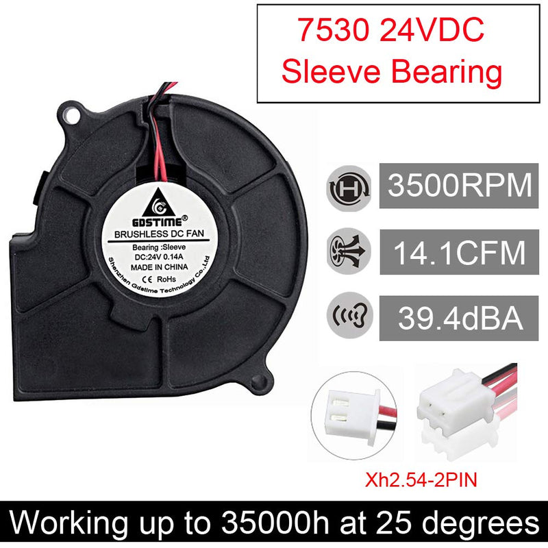  [AUSTRALIA] - GDSTIME 75mm Fan, 75mm x 30mm Blower Fan, 24V Dc Brushless Cooling Fan 7530S