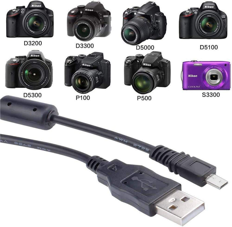  [AUSTRALIA] - UC-E6 USB Date Cable Replacement Photo Transfer Cord Compatible with Nikon Digital Camera UC-E16 UC-E17 SLR DSLR D3300 D750 D7200 Coolpix L340 L32 A10 P520 S6000 S9200 S6300 and More (1.5m/Black)