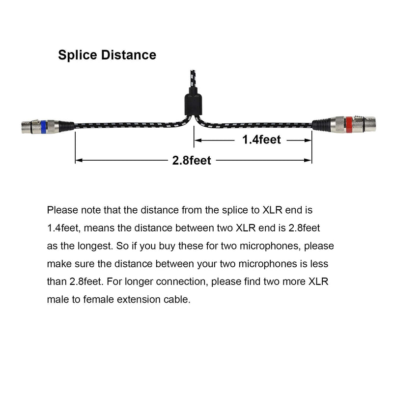  [AUSTRALIA] - Mugteeve Dual XLR Female to 3.5mm 1/8 Stereo Mic Cable, 2 XLR Y Splitter Cord to 1/8 Inch Mini Headphone Jack TRS Adapter,OFC Shield, for Mixer and PC Connection, Livestream, Broadcast-10Feet 10Feet