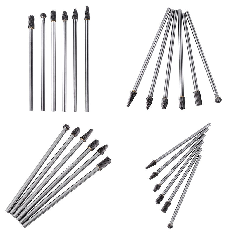 6pcs Tungsten Carbide Aluminum Rotary Files Burr Set 6mm Shank 10mm Cutting Diameter for Grinder Drill - LeoForward Australia