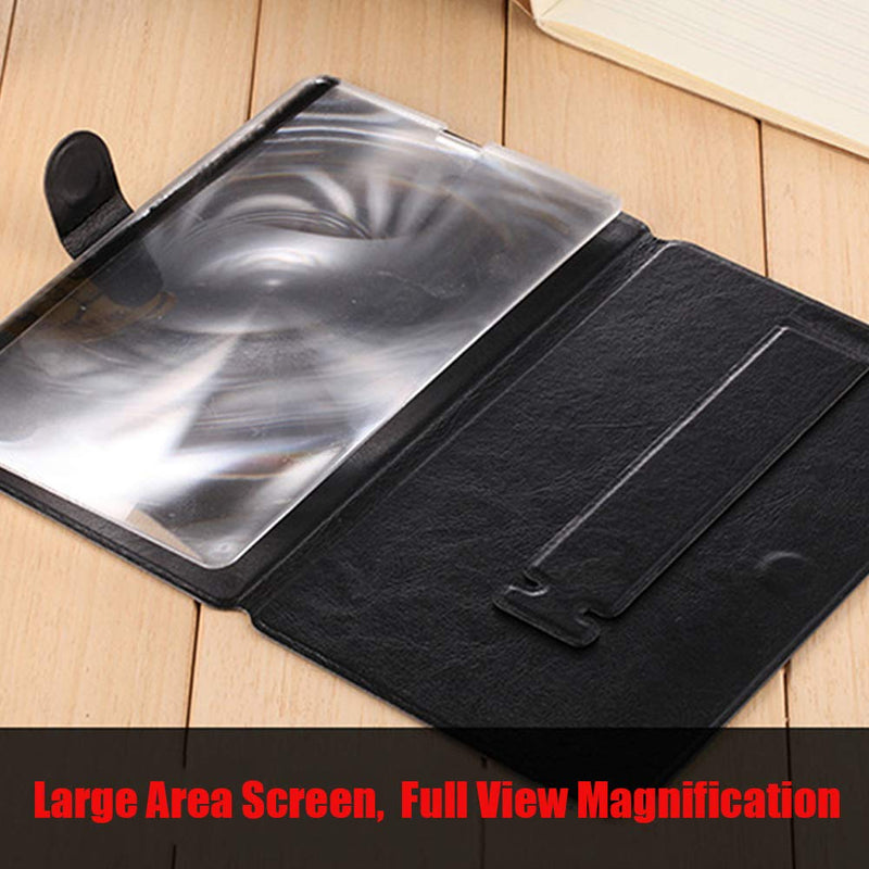  [AUSTRALIA] - DRIDOUAM Mobile Phone Screen Magnifier 8" HD Screen Enlarger Movies Amplifier Foldable Holder Stand for All Smartphones, PU Leather, Black
