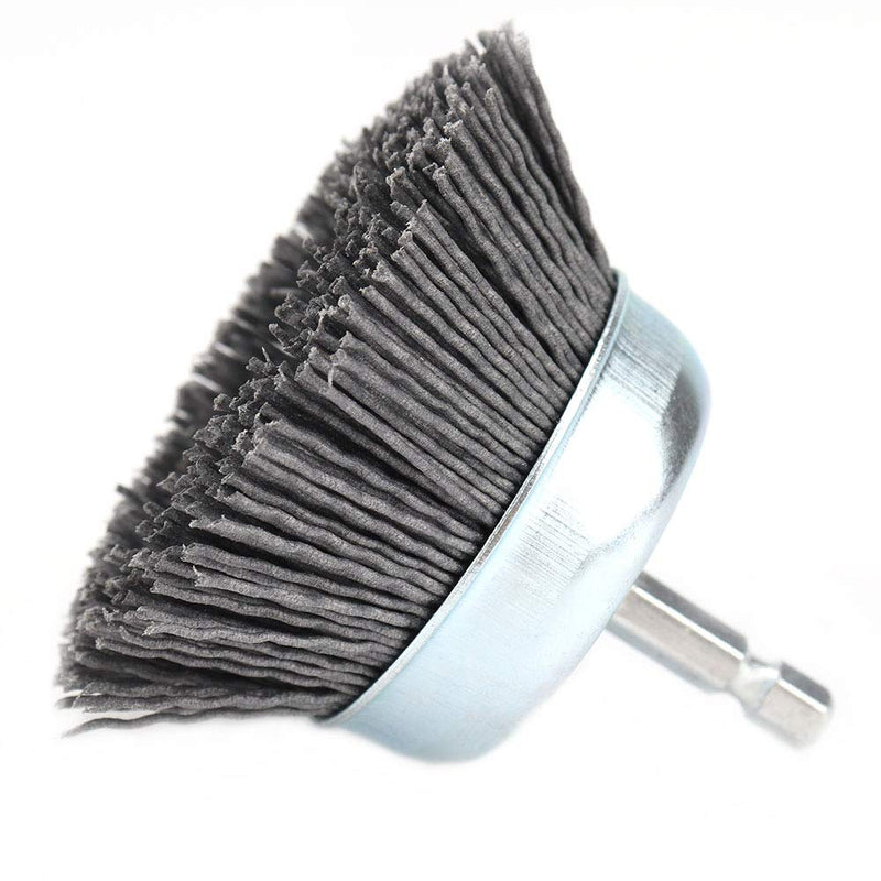 [AUSTRALIA] - 3inch Nylon Drill Brush Nylon Abrasive Cup Brush with 1/4 Hex Inch Shank Grit 120 for Removal Rust Corrosion Paint (1Pcs-Gray) 1Pcs-Gray