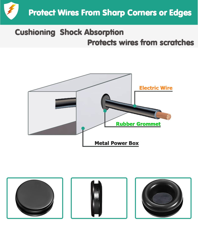  [AUSTRALIA] - Gysxrda Rubber Grommet Kit 200 Pack - 7 Sizes Firewall Rubber Hole Plugs Rubber Grommets for Wiring, Automotive, Home Improvement Cord Pipe Wire Organization (7/25, 3/8, 1/2, 5/8, 3/4, 7/8, 1 inch) B