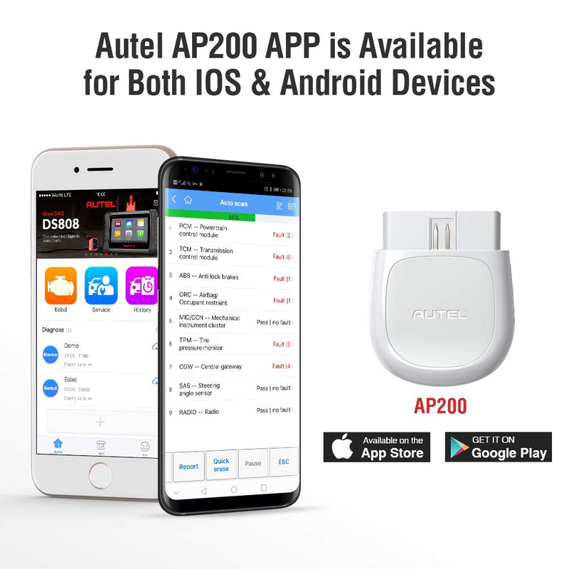 Autel AP200 Bluetooth OBD2 Scanner, Code Reader with Full Systems Diagnoses and 25 Service Functions, Vehicle Scan Tool for iPhone & Android Devices, Mini Size Version of MK808 Diagnostic - LeoForward Australia