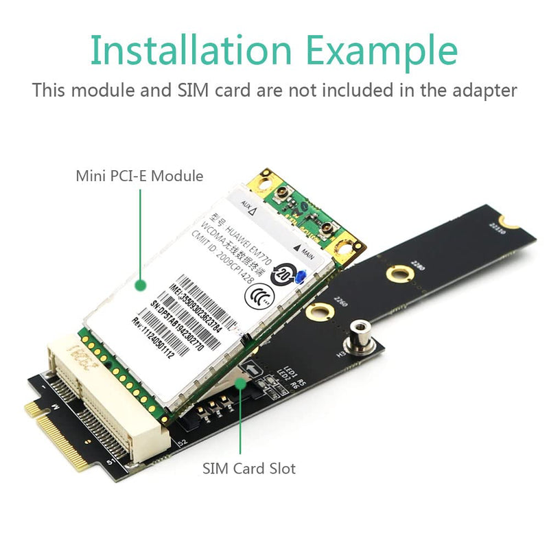  [AUSTRALIA] - Mini PCI-E to M.2(NGFF ) Key M Adapter with SIM Card Slot for WiFi/WWAN/LTE Module
