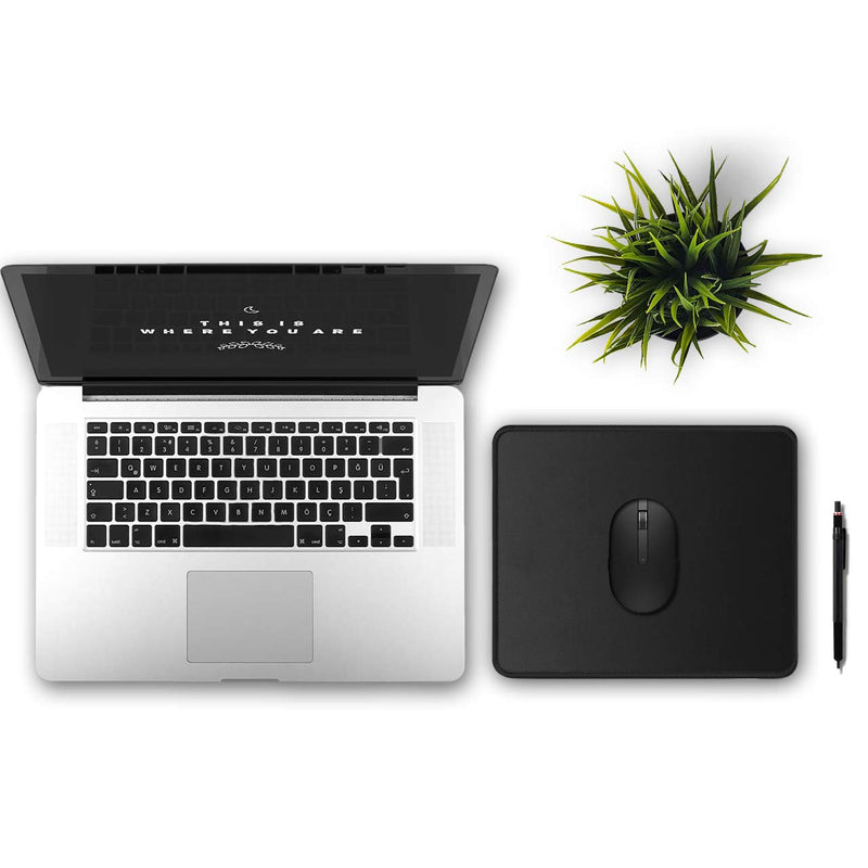  [AUSTRALIA] - JIKIOU 3 Pack Mouse Pad with Stitched Edge, Comfortable Mouse Pads with Non-Slip Rubber Base, Washable Mousepads Bulk with Lycra Cloth, Mouse Pads for Computers Laptop Mouse 10.2x8.3x0.12inch Black