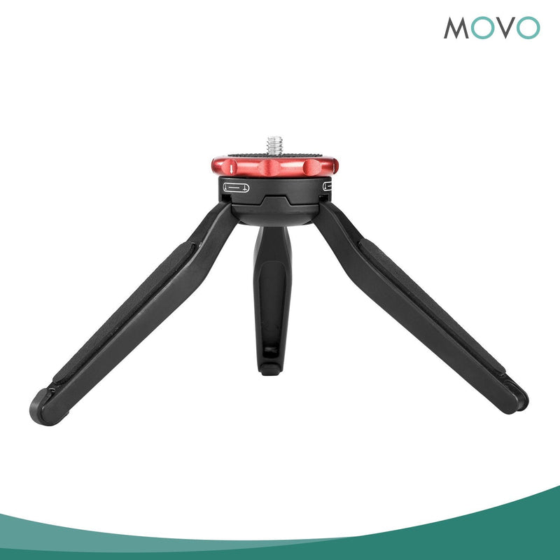  [AUSTRALIA] - Movo Universal Mini Camera Tripod with Extendable Pole (MV-T1) Adjustable Head, Heavy-Duty Aluminum Travel Stand for DSLR, Mirrorless, GoPro, Smartphones, Compact, Portable