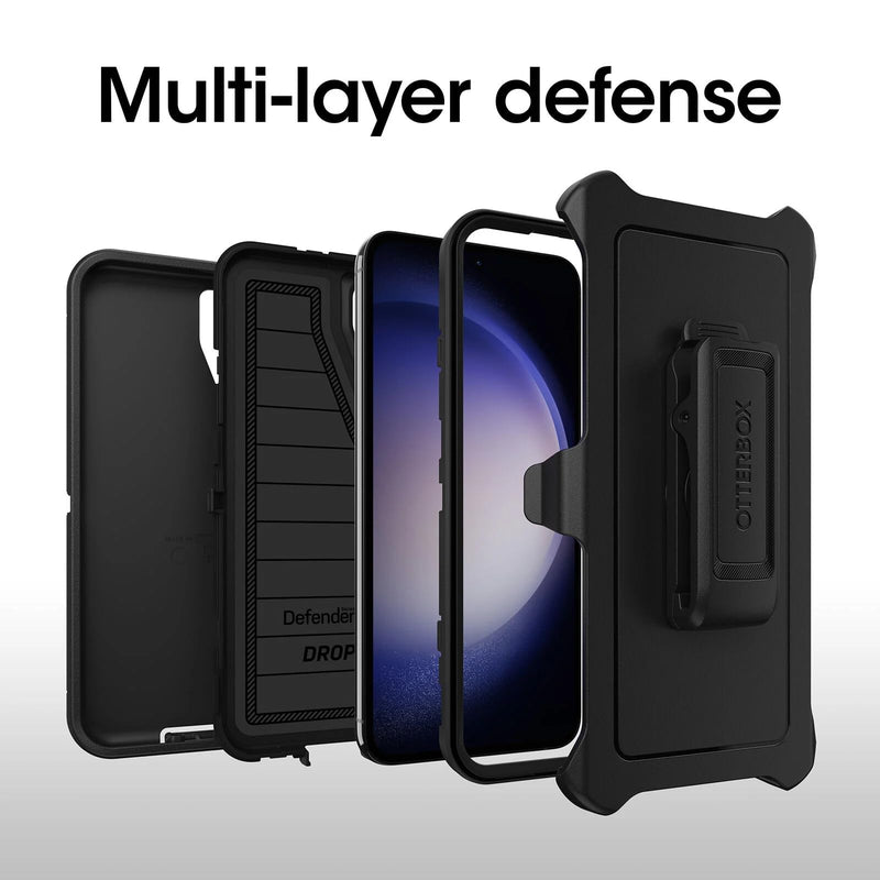  [AUSTRALIA] - OtterBox Galaxy S23+ (Only) - Defender Series Case - Black, Rugged & Durable - with Port Protection - Includes Holster Clip Kickstand - Microbial Defense Protection - Non-Retail Packaging