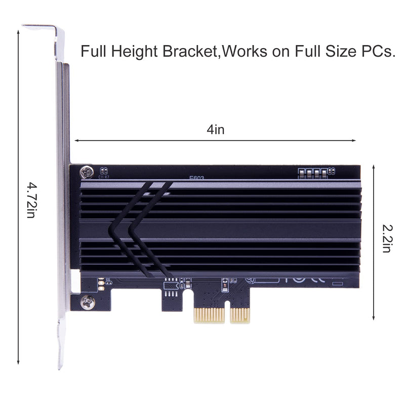  [AUSTRALIA] - Mailiya Nvme M.2 PCIe Adapter, PCIe 3.0 x1 SSD Adapter - Support NVMe/AHCI PCIe M.2 SSD 2280, 2260, 2242, 2230, Upgraded M.2 Heatsink(E603)