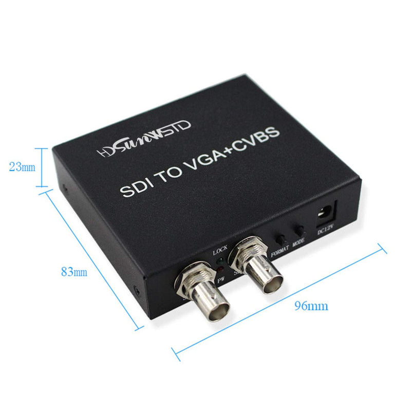  [AUSTRALIA] - SDI (SD-SDI/HD-SDI/3G-SDI) to VGA+CVBS/AV+SDI Converter Support 1080P for Monitor/Camera/Display with us Power Adapter