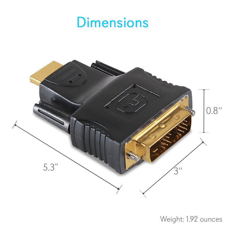  [AUSTRALIA] - Pyle Home HDMI to DVI Connector Adapter-DVI Male 18 Pin to HDMI Female 19 Pin 24K Gold-Plated Connectors,PVC Jacket,Hook Up Blu-ray Player,TV Box,Game Console to TV,Monitor,HDTV and Projector - PHMIDM