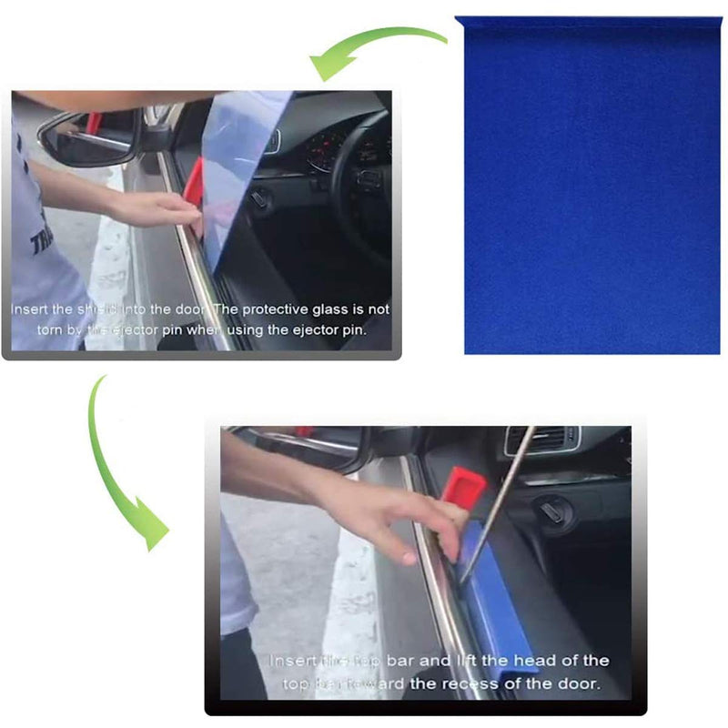  [AUSTRALIA] - MMPP Paintless Dent Repair Tools Window Guard Protect with Felt Paintless Dent Removal Window Curve Wedge for Car Repair Paintless Dent Repair Tools Kit Blue Kit