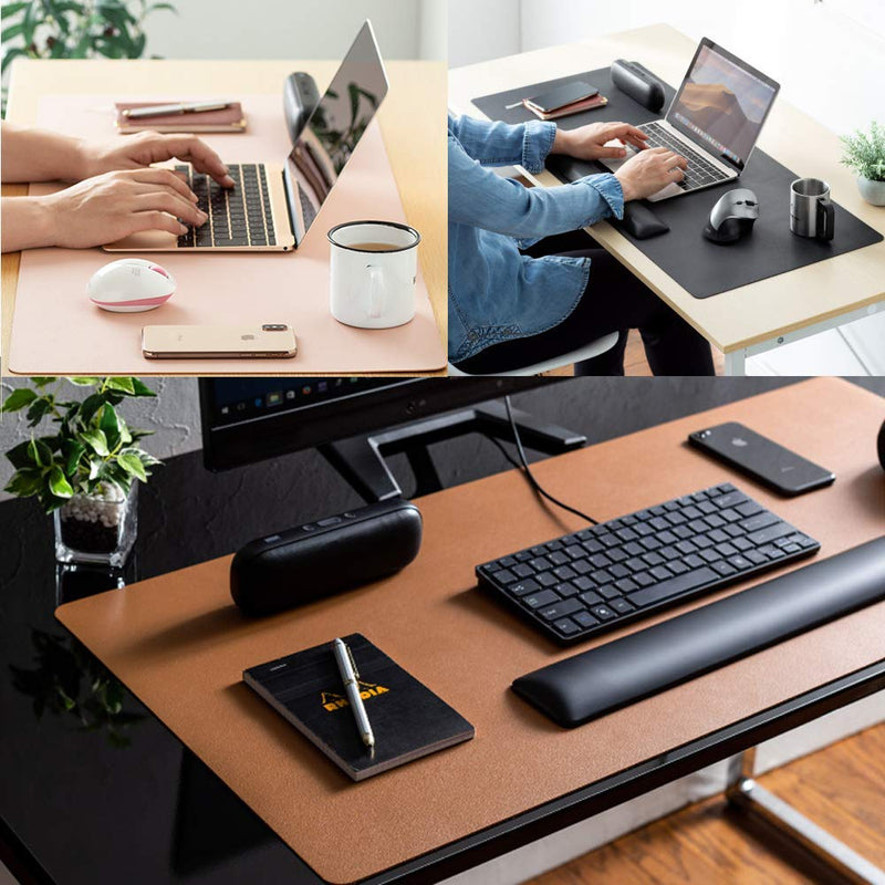  [AUSTRALIA] - Leather Desk Pad Protector,Mouse Pad,Office Desk Mat,Non-Slip PU Leather Desk Blotter,Laptop Desk Pad,Waterproof Desk Writing Pad for Office and Home (Black,23.6" x 13.7") 23.6" x 13.7" Black