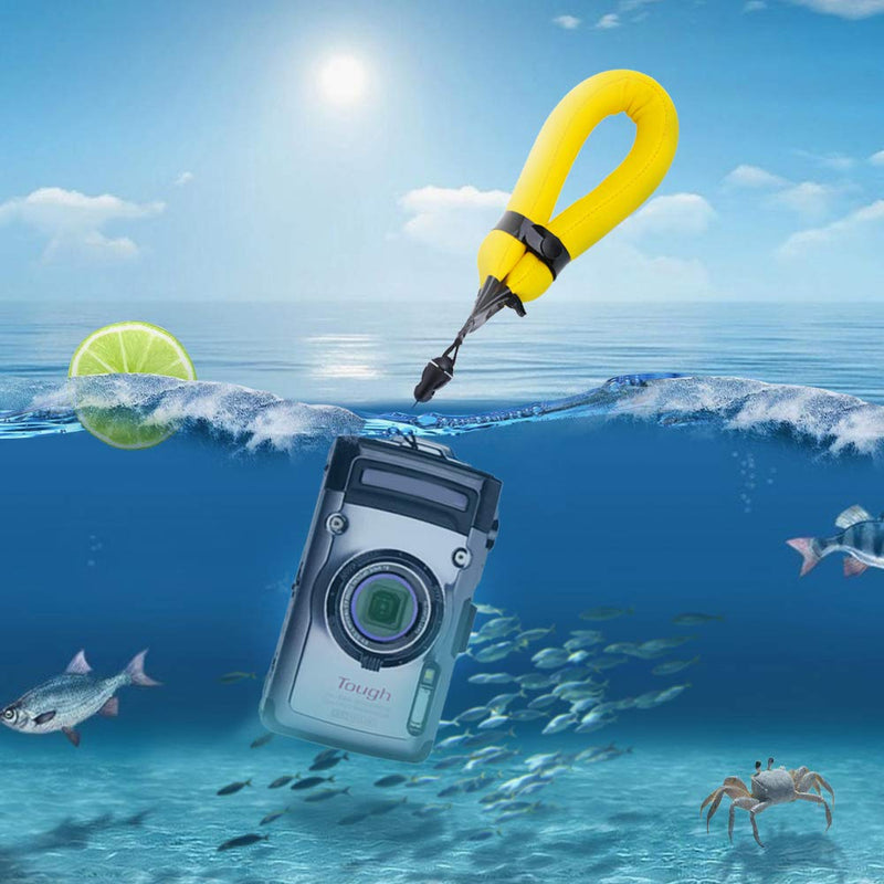  [AUSTRALIA] - JJC Waterproof Camera Float Strap Cell Phone Float Strap Compatible with Olympus TG-6 TG-5 TG-4 Nikon W300 W100 Canon D30 Fuji XP140 XP130 XP90 XP80 & Smartphone Cell Phone Inside Waterproof Case Yellow