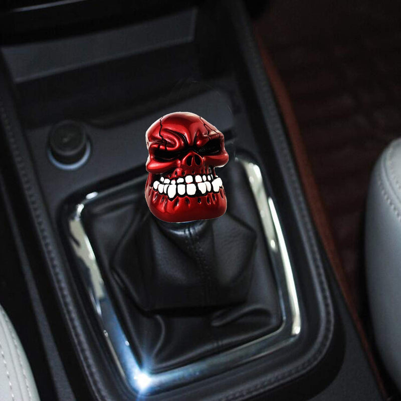  [AUSTRALIA] - Arenbel Car Lever Handle Shifter Skull Universal Gear Stick Shift Knobs Manual Stick Shifting Head fit Most Automatic Vehicles, Red
