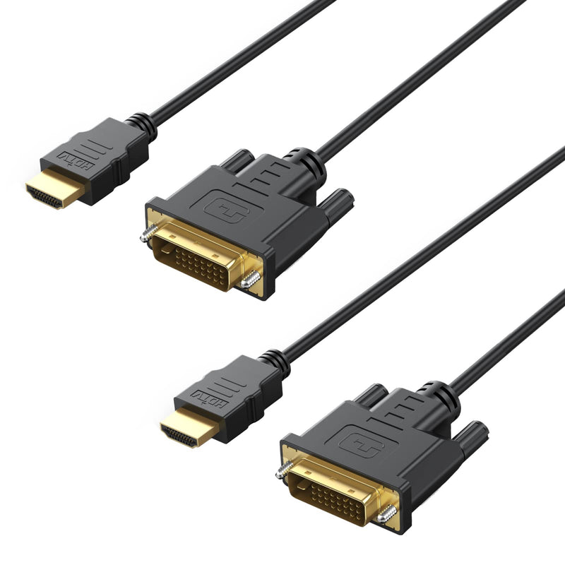  [AUSTRALIA] - HDMI to DVI Cable 6 ft 2-Pack, UV-Cable Bidirectional DVI-D to HDMI Male to Male High Speed Adapter Cable Support 1080P Full HD Black