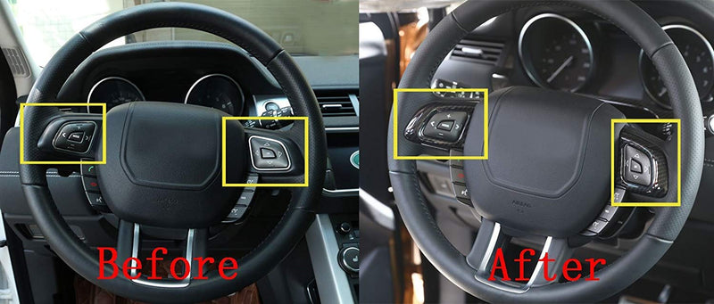  [AUSTRALIA] - ABS Car Steering Wheel Control Frame Trim 2Pcs For Land Rover Range Rover Evoque 2012-2017 Car Accessories (Carbon fiber) Carbon fiber