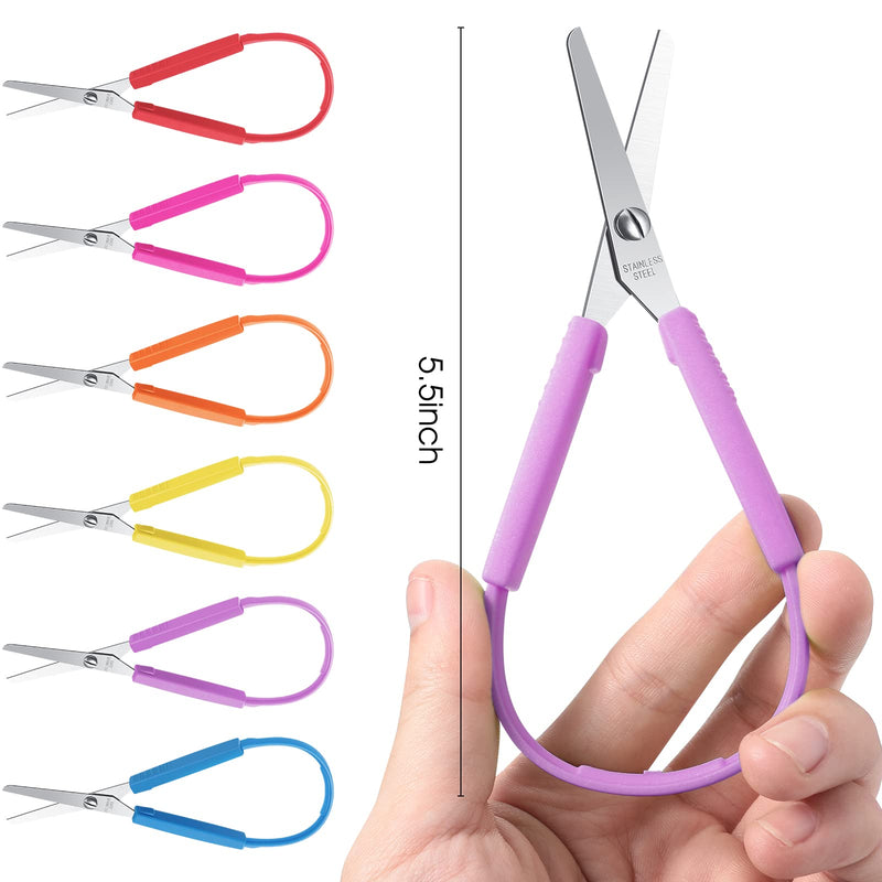  [AUSTRALIA] - 10 Packs Loop Scissors Colorful Grip Scissors for Kids and Teens 5.5 Inches Self Adaptive Opening Handles Grip Scissors Right and Lefty Support Cutting Scissors for Special Needs, 6 Colors