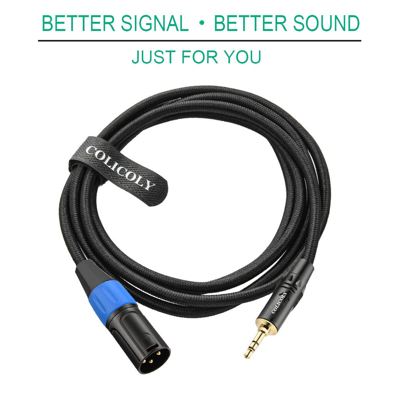  [AUSTRALIA] - COLICOLY 3.5mm to XLR Cable, XLR to 3.5mm Unbalanced 1/8 inch Mini Jack Stereo to XLR Male Cord Adapter - 6.6ft 6.6 feet