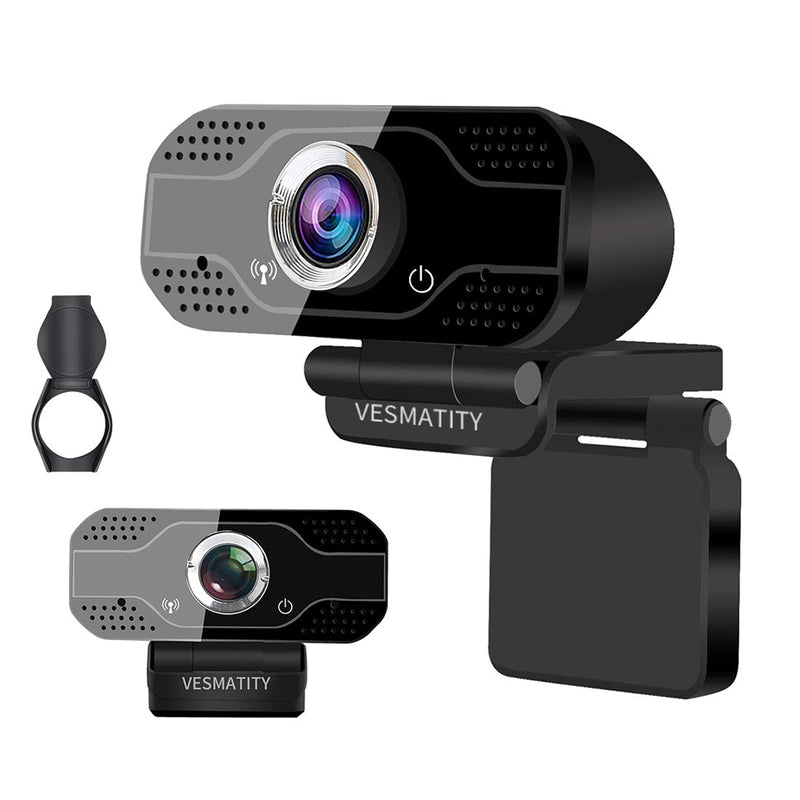  [AUSTRALIA] - 1080P Webcam with Microphone - VESMATITY Cameras with Privacy Shutter Streaming Webcam with Flexible Rotable Wide Angle Webcam Desktop for Streaming/Video Calling Recording/Meeting/Online Teaching