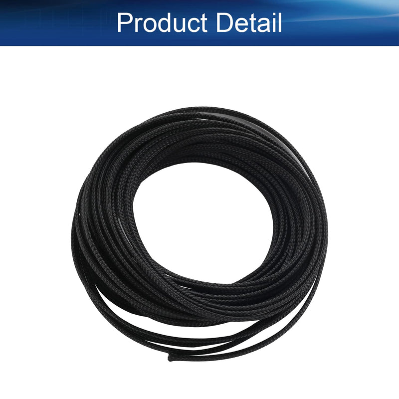  [AUSTRALIA] - Bettomshin 1Pcs Length 32.81Ft PET Braided Cable Sleeve, Width 0.24 Inch Expandable Braided Sleeve for Sleeving Protect Electric Wire Electric Cable Black