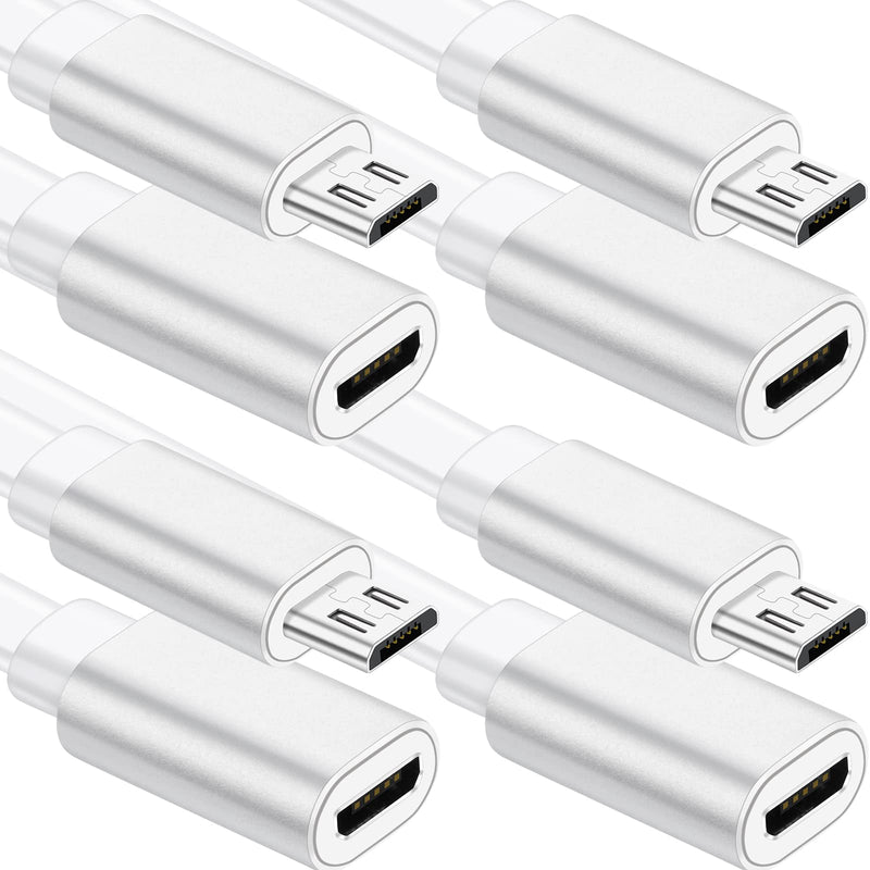  [AUSTRALIA] - Sumind 4 Pack 10 ft/ 3 Meter Micro USB Extension Cable Male to Female Extender Cord Compatible with Wireless Security Camera Flat Power Cable, Cable Clips Included (White) White