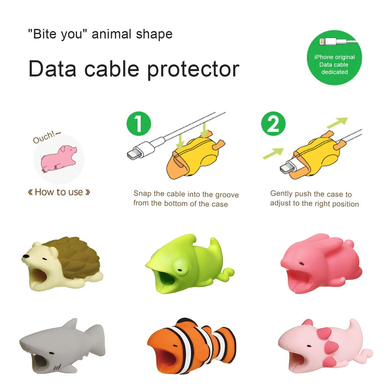 [AUSTRALIA] - 10PCS Charger Protector, Charger Cord Protector, Random Cable Protector, Cable Saver Data Cable Protector Cartoon Animal Phone Accessory Suitable for Most Charging Cables