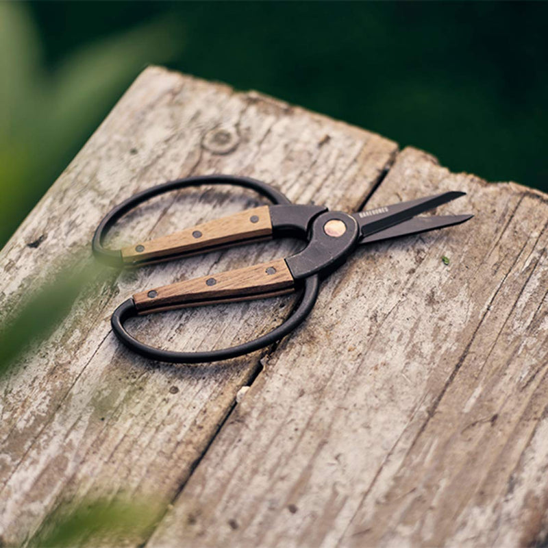  [AUSTRALIA] - Barebones Walnut Scissors, Small - Ambidextrous Grip, Wide Handles & Comfortable Fit Small Garden Scissors