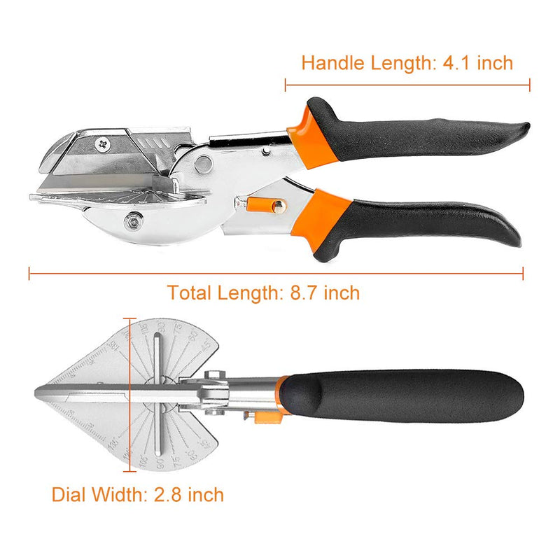  [AUSTRALIA] - Multi Angle Miter Shear Cutter, Jhua 8'' Multifunctional Trunking Shears Hand Tools 45 Degree To 135 Degree Miter Shears Cutting Tool with 10 Spare Blades for Cutting Chamfer, Soft Wood, Plastic, PVC