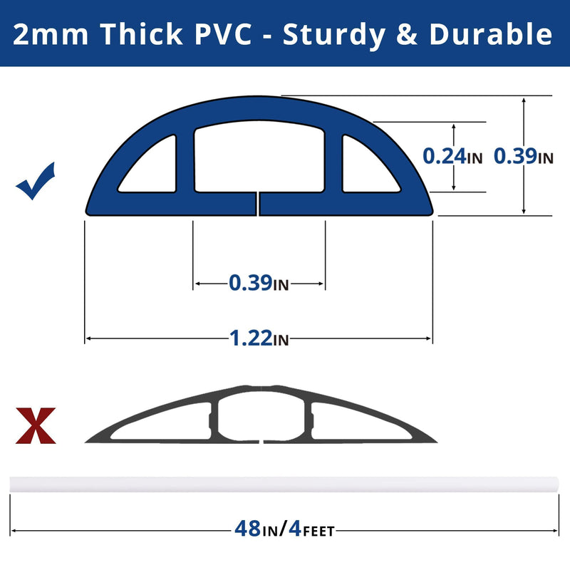  [AUSTRALIA] - ZhiYo 4ft Floor Cable Cover, White & 85in Corner Cable Concealer Bundle