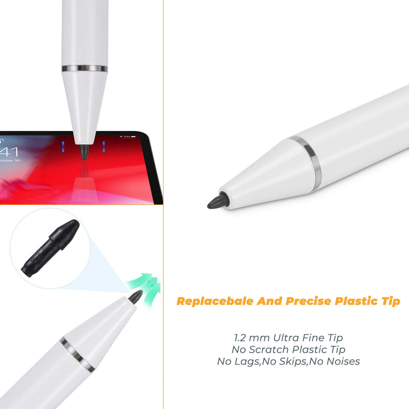 Active Stylus for iPad Pencils with Palm Rejection,Compatible with Apple Pencil 2nd Gen Stylus for iPad Pro 11 inch,iPad Pro 12.9 4th/3rd Gen,iPad 6th/7th Gen,High Precise Digital Pencil,White - LeoForward Australia