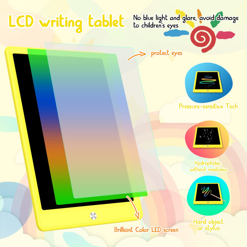  [AUSTRALIA] - LCD Writing Tablet Doodle Board, Colorful Drawing Pad, Electronic Drawing Tablet, Drawing Pads,Travel Gifts for Kids Ages 3 4 5 6 7 8 Year Old Girls Boys (10.5 inch, Pink+Yellow) 10.5 inch Pink&Yellow