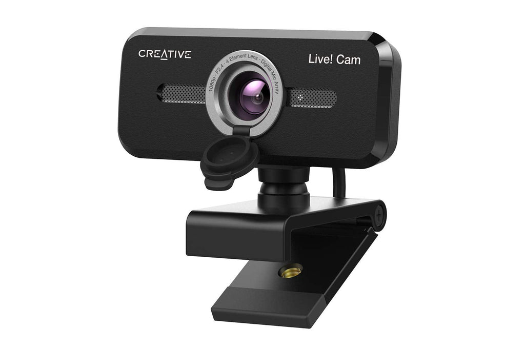  [AUSTRALIA] - Creative Live! Cam Sync 1080p V2 Full HD Wide-Angle USB Webcam with Auto Mute and Noise Cancellation for Video Calls, Improved Dual Built-in Mic, Privacy Lens Cap, Universal Tripod Mount 1080p/30FPS + Auto Mute and Noise Cancellation