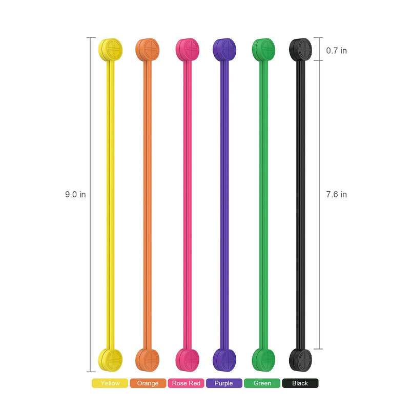  [AUSTRALIA] - Atree Reusable Silicone Magnetic Cable Ties/Magnetic Twist Ties for Bundling or Organizing Cables/Cords, Hanging or Holding Stuff (6 Colors-12 Pack) 12 Pack