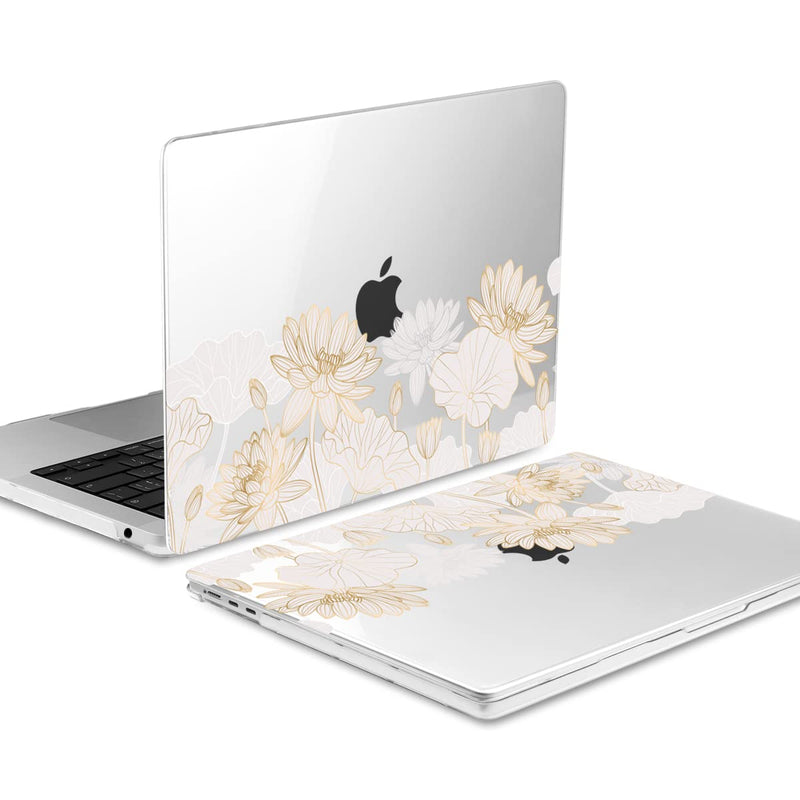  [AUSTRALIA] - Batianda for New MacBook Air 13.6 inch Case with M2 Chip 2022 Release Model A2681, Designed Protective Plastic Hardshell & Keyboard Cover & Screen Protector, Gold Lotus