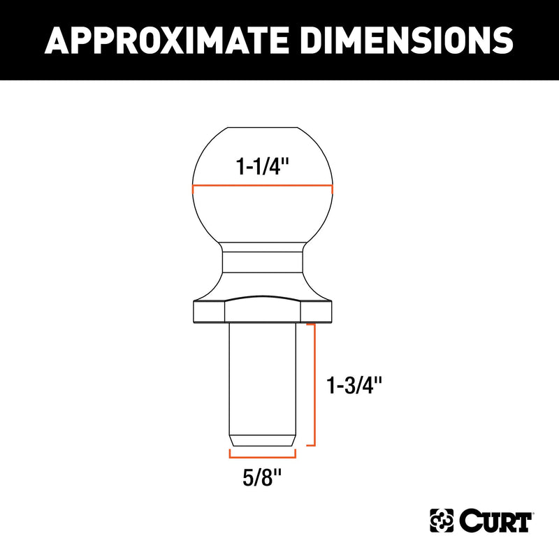  [AUSTRALIA] - CURT 40093 Replacement 1-1/4-Inch Sway Control Ball, 5/8-Inch x 1-3/4-Inch Shank